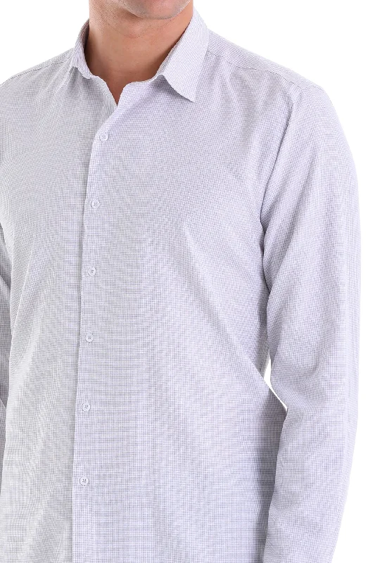 Comfort Fit Long Sleeve Striped Cotton Blend Casual Shirt, Gray K.