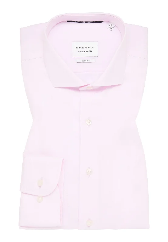 'Cover Shirt' In Pink - Slim Fit - Opaque Half Ply Cotton Twill Shirt with Cutaway Collar by Eterna 1863