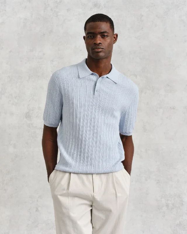 Naples Vertical Knit Polo Blue