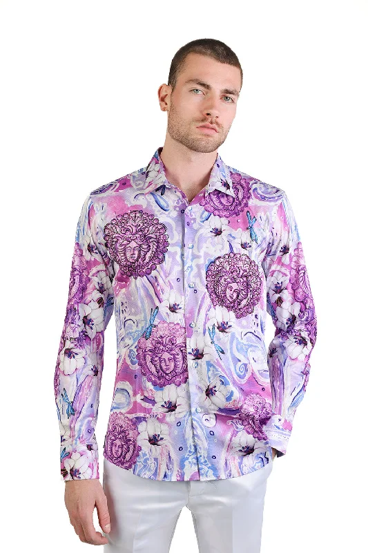 Paisley Floral Stone Long Sleeve Shirt