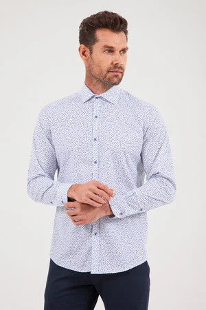 Regular Fit Long Sleeve Printed Cotton Blend Casual Shirt, Blue B