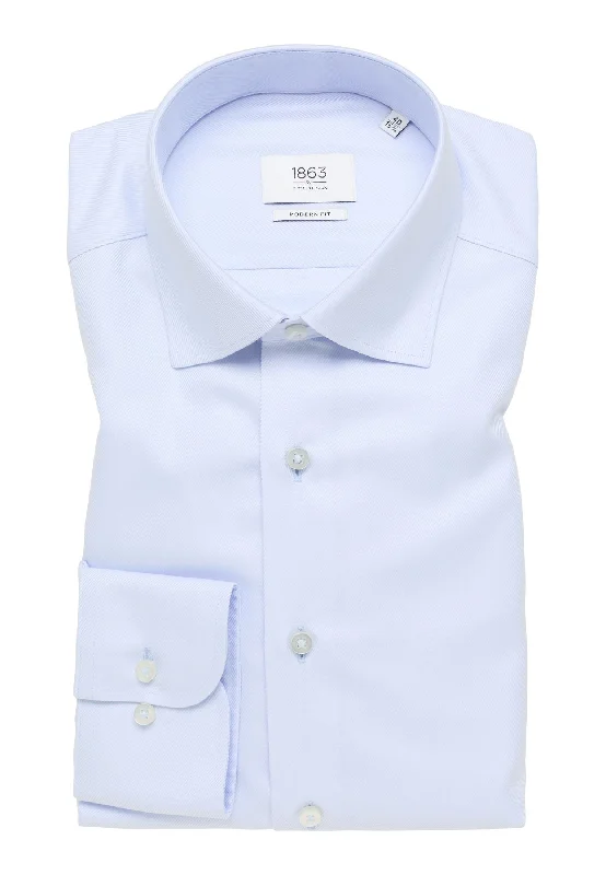 'Royal Twill' In Sky Blue - Modern Fit - Two Ply Cotton Twill Dress Shirt with Kent Collar by Eterna 1863