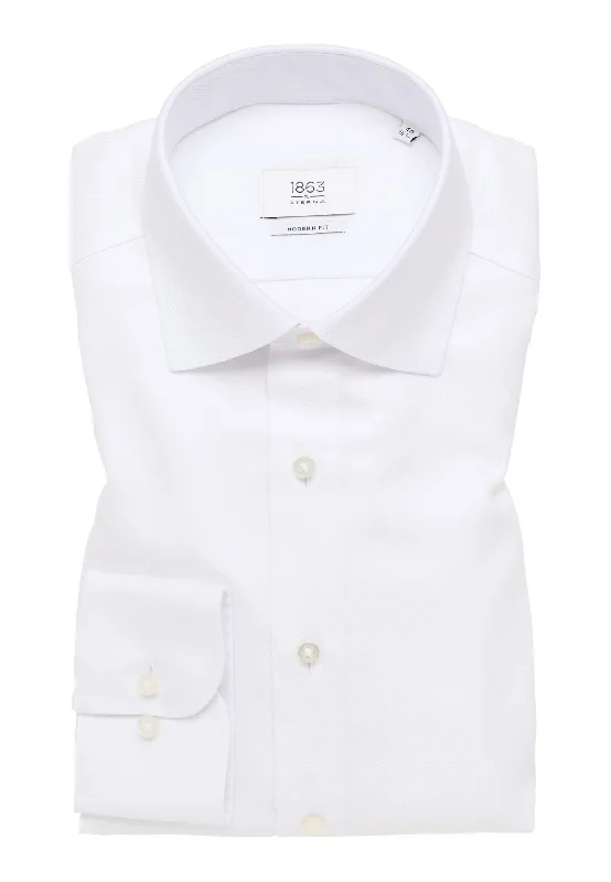 'Royal Twill' In White - Modern Fit - Two Ply Cotton Twill Dress Shirt with Kent Collar by Eterna 1863