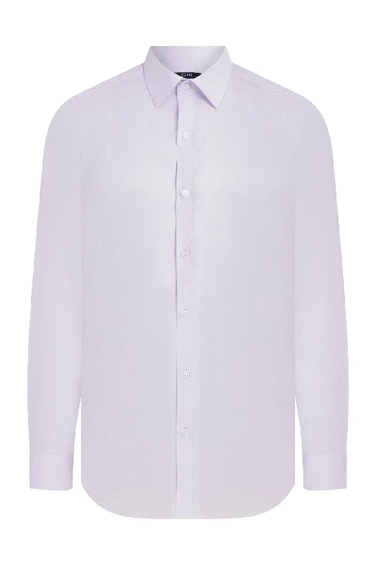 Slim Fit Long Sleeve Patterned Cotton Dress Shirt, Lilac D.