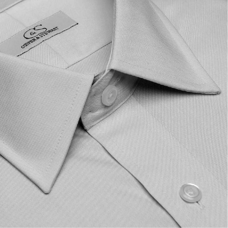 The Classic Grey - Wrinkle-Free Pinpoint Oxford Cotton Dress Shirt (Tall Fit, Size 18 - 36/37) by Cooper & Stewart