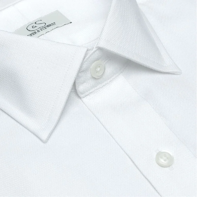 The Worthington - Wrinkle-Free Royal Oxford Cotton Dress Shirt in White (Big Fit, Size 19 x 34/35) by Cooper & Stewart