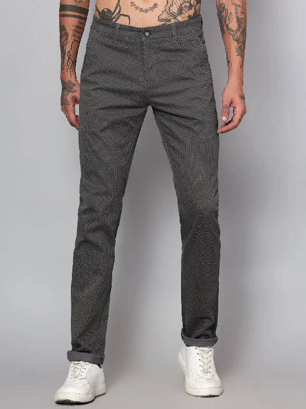 Men's Casual Flat front Dark Grey  Trousers