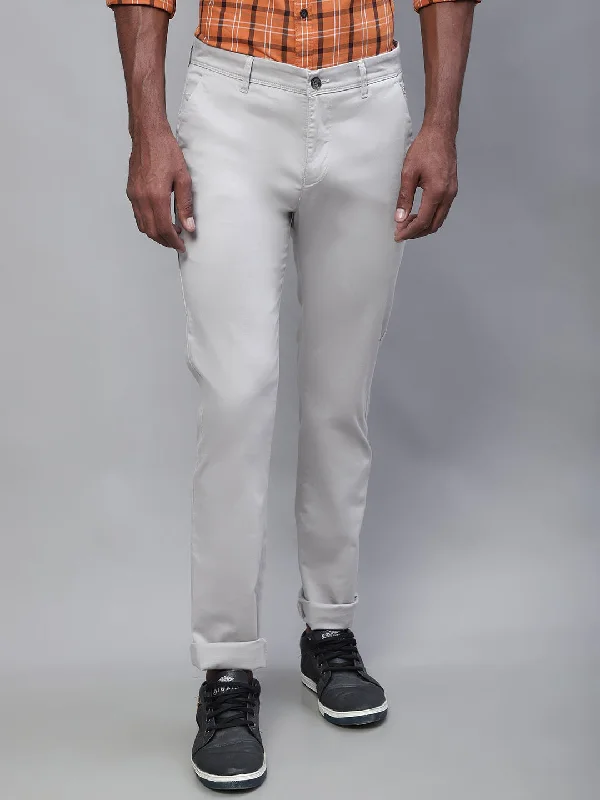 Men's Casual Flat front Ivory  Trousers