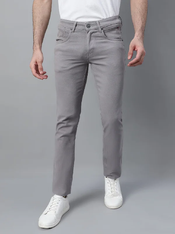 Men's Casual Flat front Light Grey  Trousers