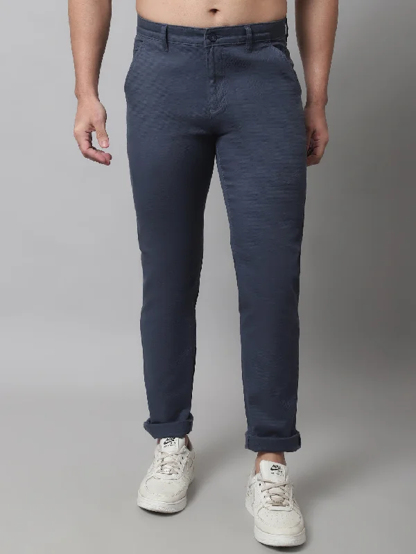 Men's Casual Flat front Blue  Trousers Sleek Men's Contemporary  Sleek Men's Contemporary 