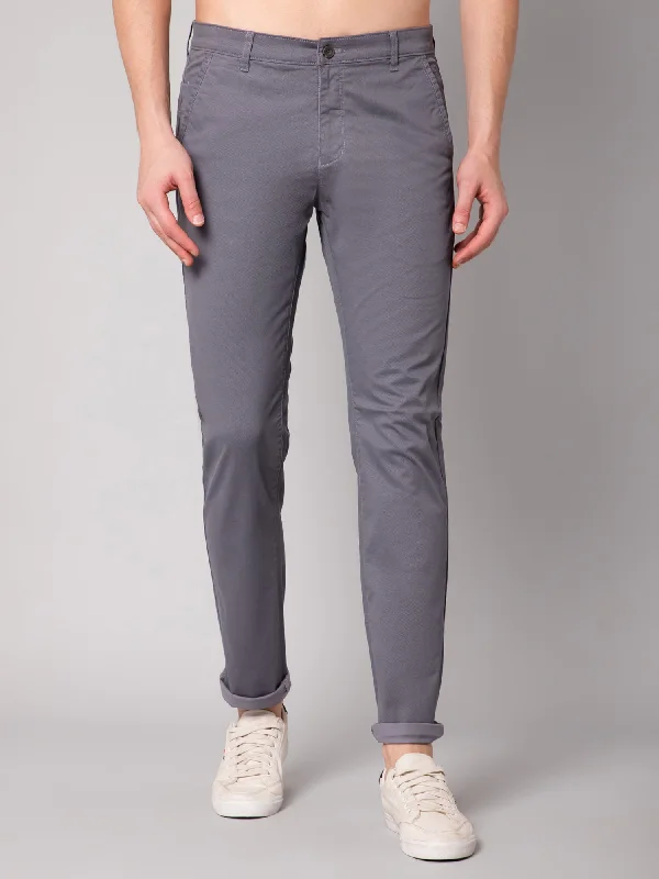 Men's Casual Flat front Grey  Trousers