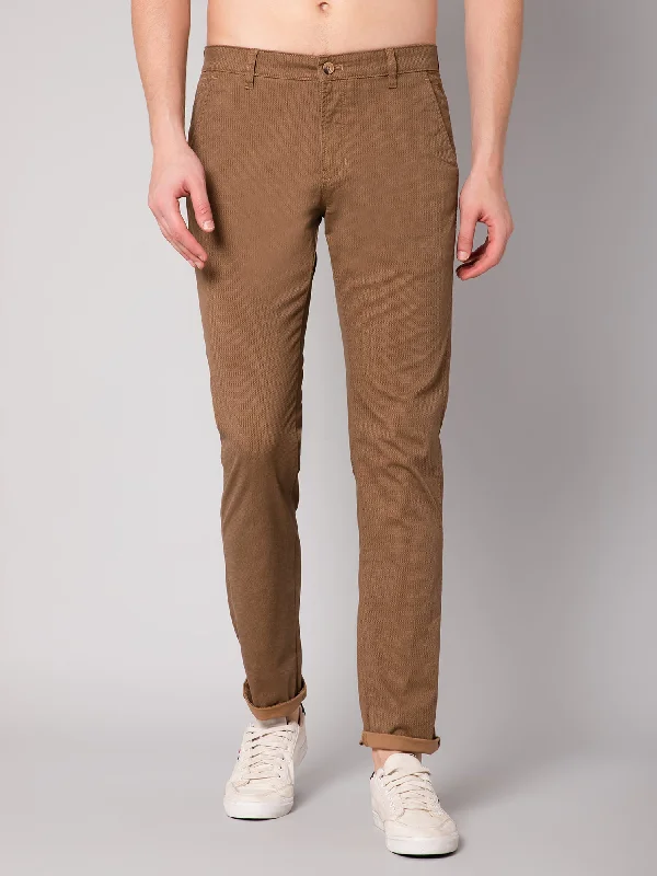 Men's Casual Flat front Wood  Trousers Laid Laid