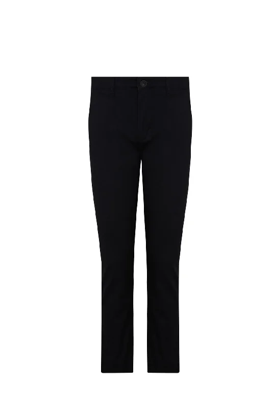 Dynamic Fit Side Pocket Low Waist Unpleated Cotton Black Casual Pants, Black Monochromatic Office Style Monochromatic Office Style