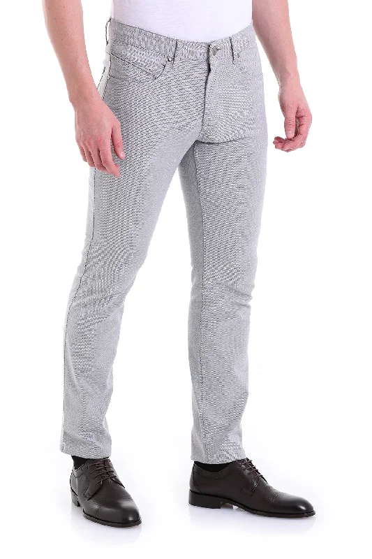 Regular Fit 5 Pocket High Waist Unpleated Cotton Gray Casual Pants, Gray D. Lumberjack Lumberjack