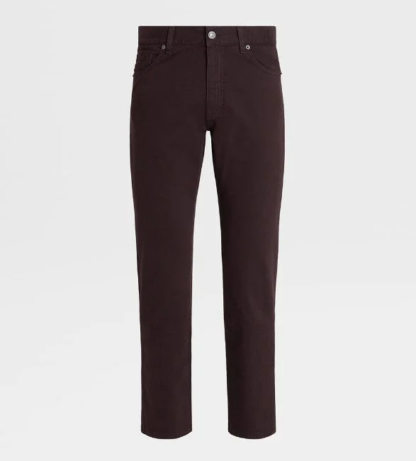 ZEGNA DARK BURGANDY 5 POCKET PANT Edgy Men's Punk Edgy Men's Punk