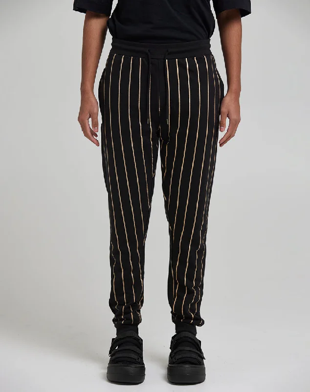 ELMONTE MEN'S STRIPED JOGGERS | BLACK