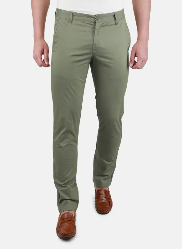 Men Green Regular Fit Trouser Polished Men's Satin Polished Men's Satin