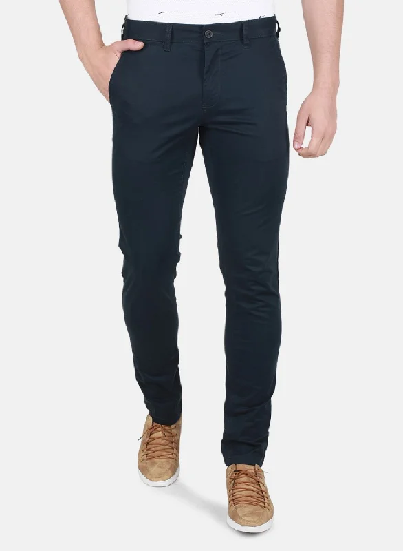 Men NAvy Blue Regular Fit Trouser