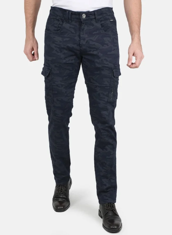 Men NAvy Blue Smart Fit Trouser