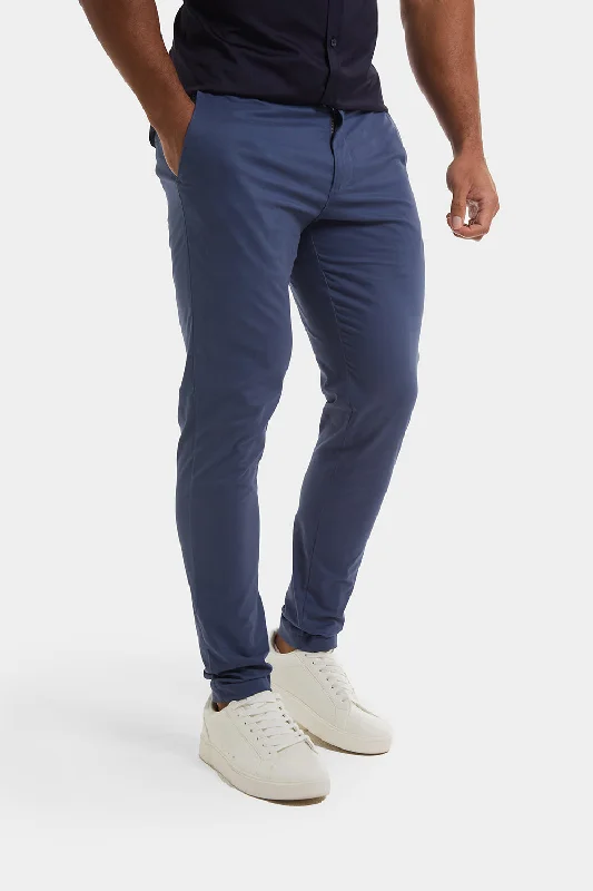 Athletic Fit Cotton Stretch Chino Pants in Airforce