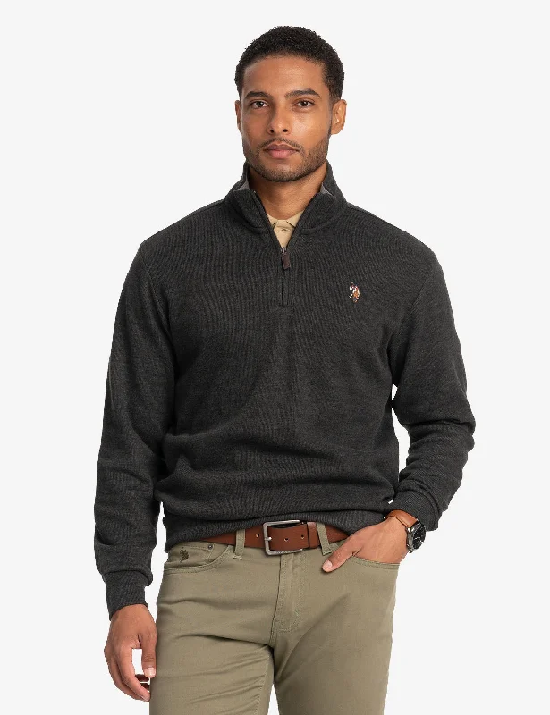 1/4 ZIP MOCK NECK FLATBACK PULLOVER