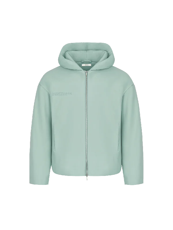 Womens Flower-Warmth Padded Bomber Jacket—Eucalyptus Blue