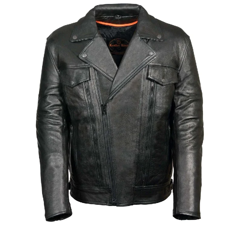 Leather King SH1018 Men's ‘Pistol Pete’ Motorcycle Jacket with Utility Pocket