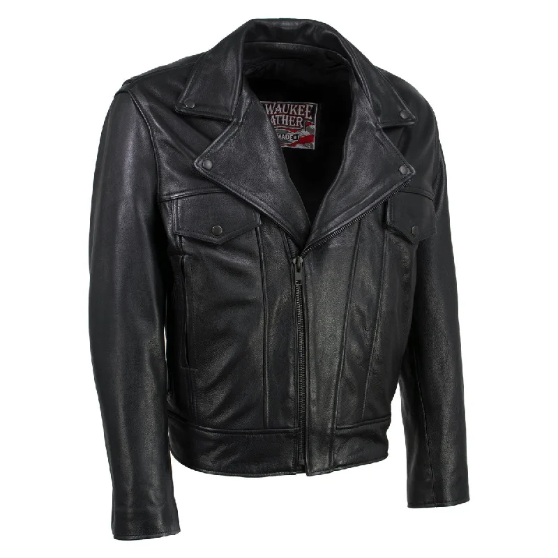 Milwaukee Leather USA MADE MLJKM5008 Men's Black 'Revolve' Premium Leather Vented Motorcycle Jacket