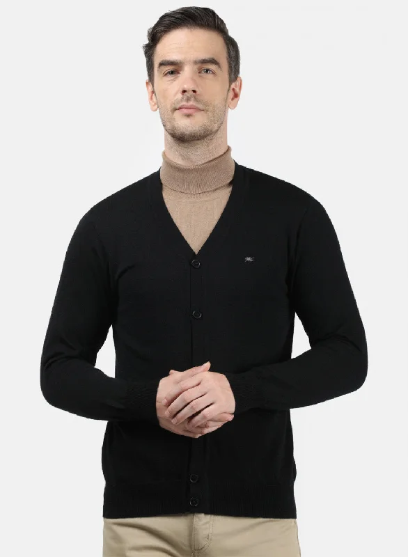 Men Black Solid Cardigan