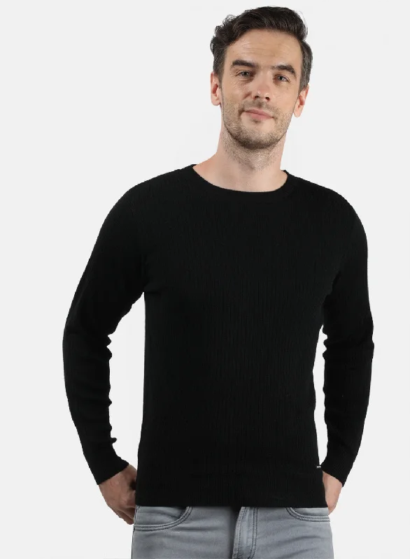 Men Black Solid Pullover