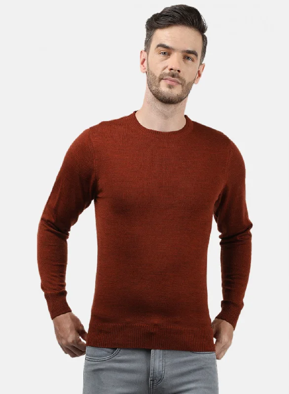 Men Brown Solid Pullover