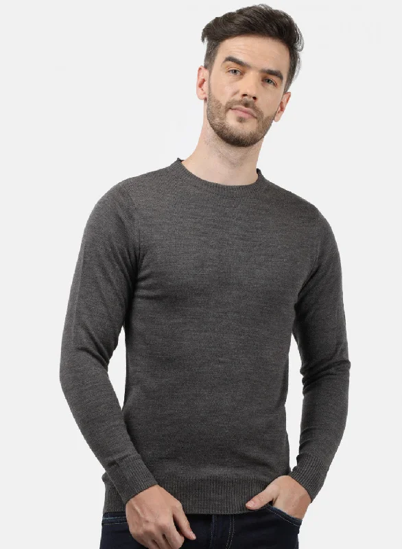 Men Grey Solid Pullover