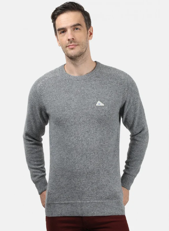 Men Grey Solid Pullover