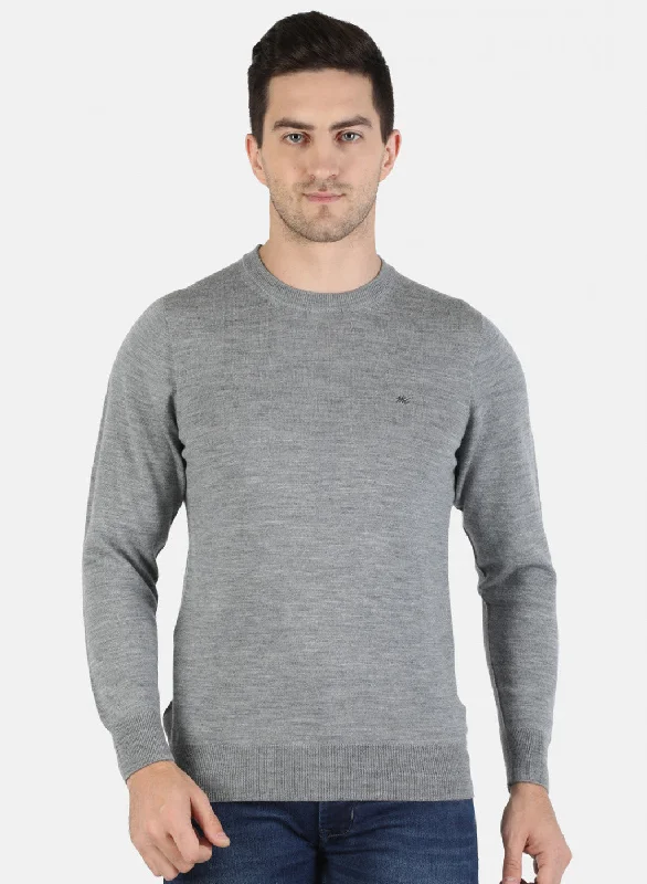 Men Grey Solid Pullover