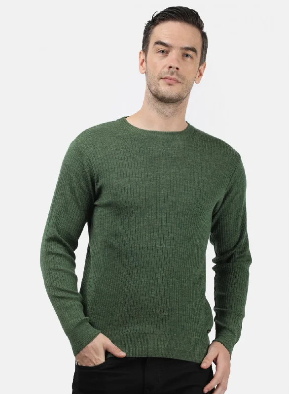 Men Olive Solid Pullover