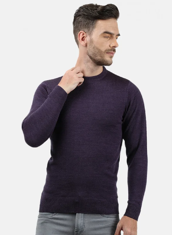 Men Purple Solid Pullover