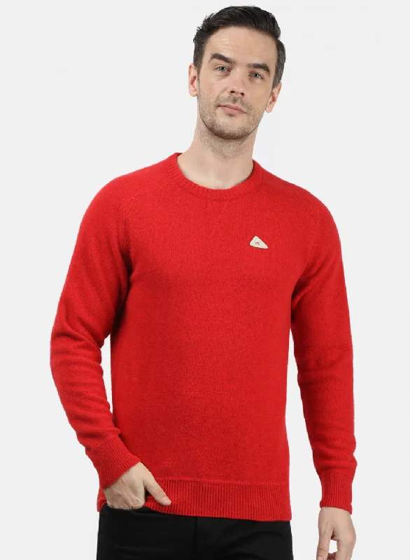 Men Red Solid Pullover