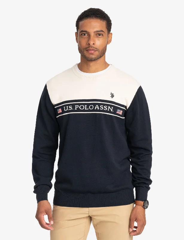 U.S. POLO ASSN. COLORBLOCK CREW NECK SWEATER