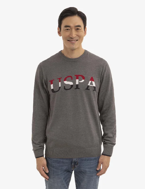 USPA CHEST LOGO CREW NECK SWEATER